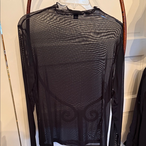 Saks Fifth Avenue Black Sheer Blouse - Picture 3 of 3